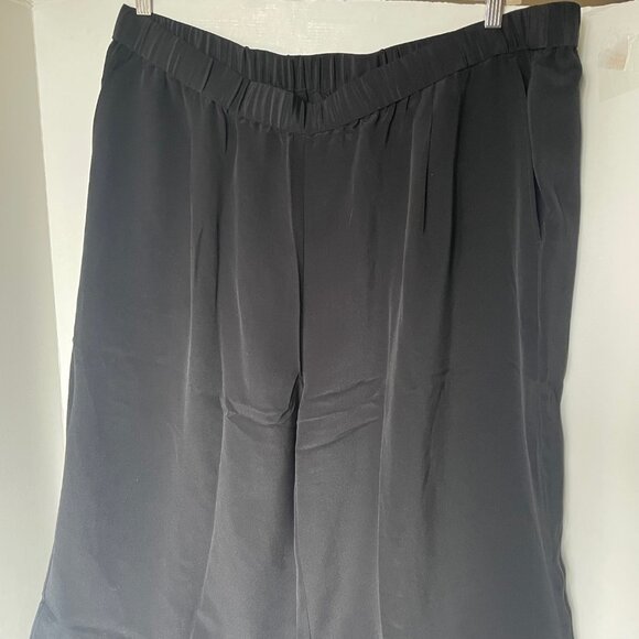 Eileen Fisher Silk Double Crepe Wide Leg Pants 2X Plus Black Pull-On - Picture 5 of 8